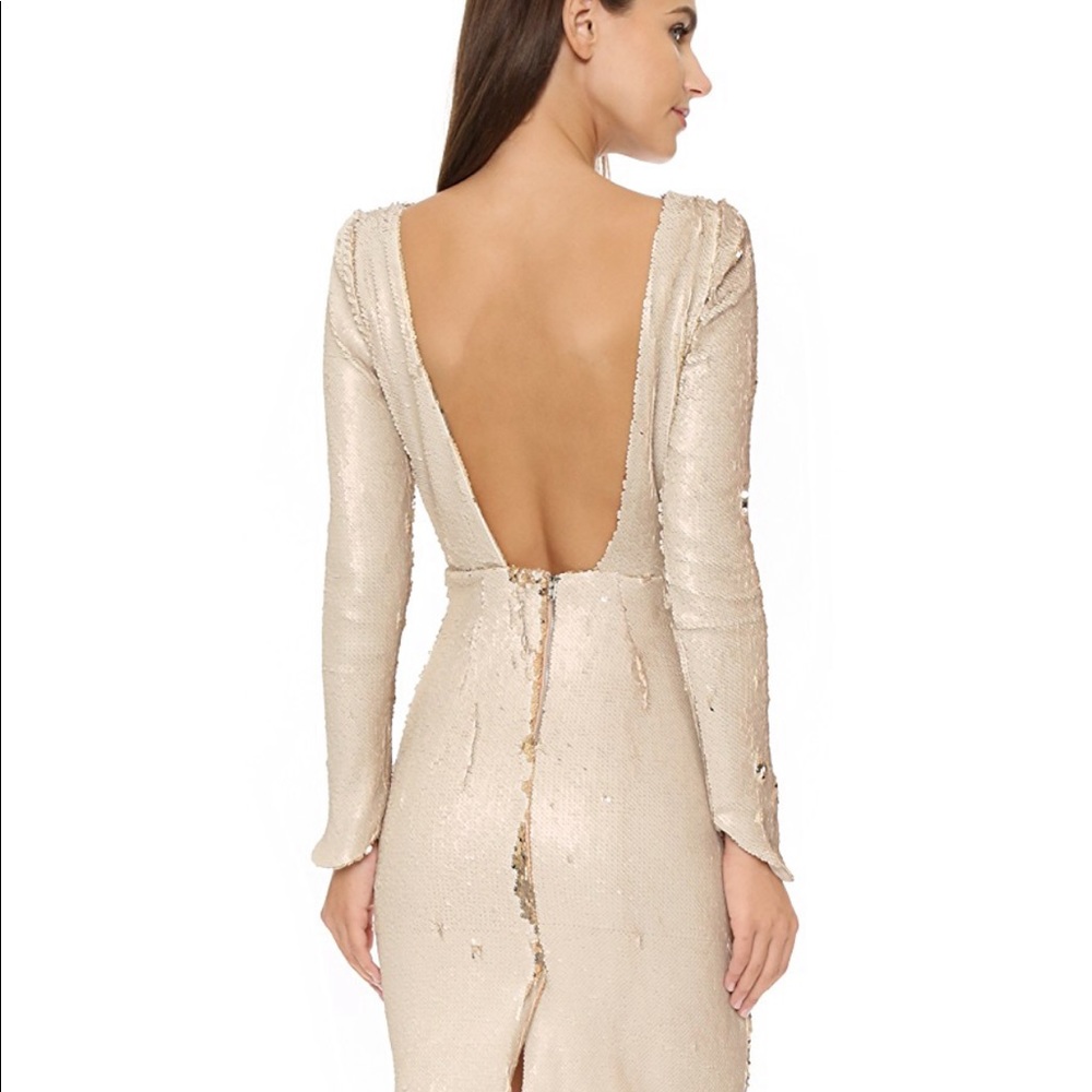 Line & Dot Sequin High Neck- Backless Dress